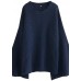 Women gray knitted top o neck flare sleeve plus size clothing knit sweat tops